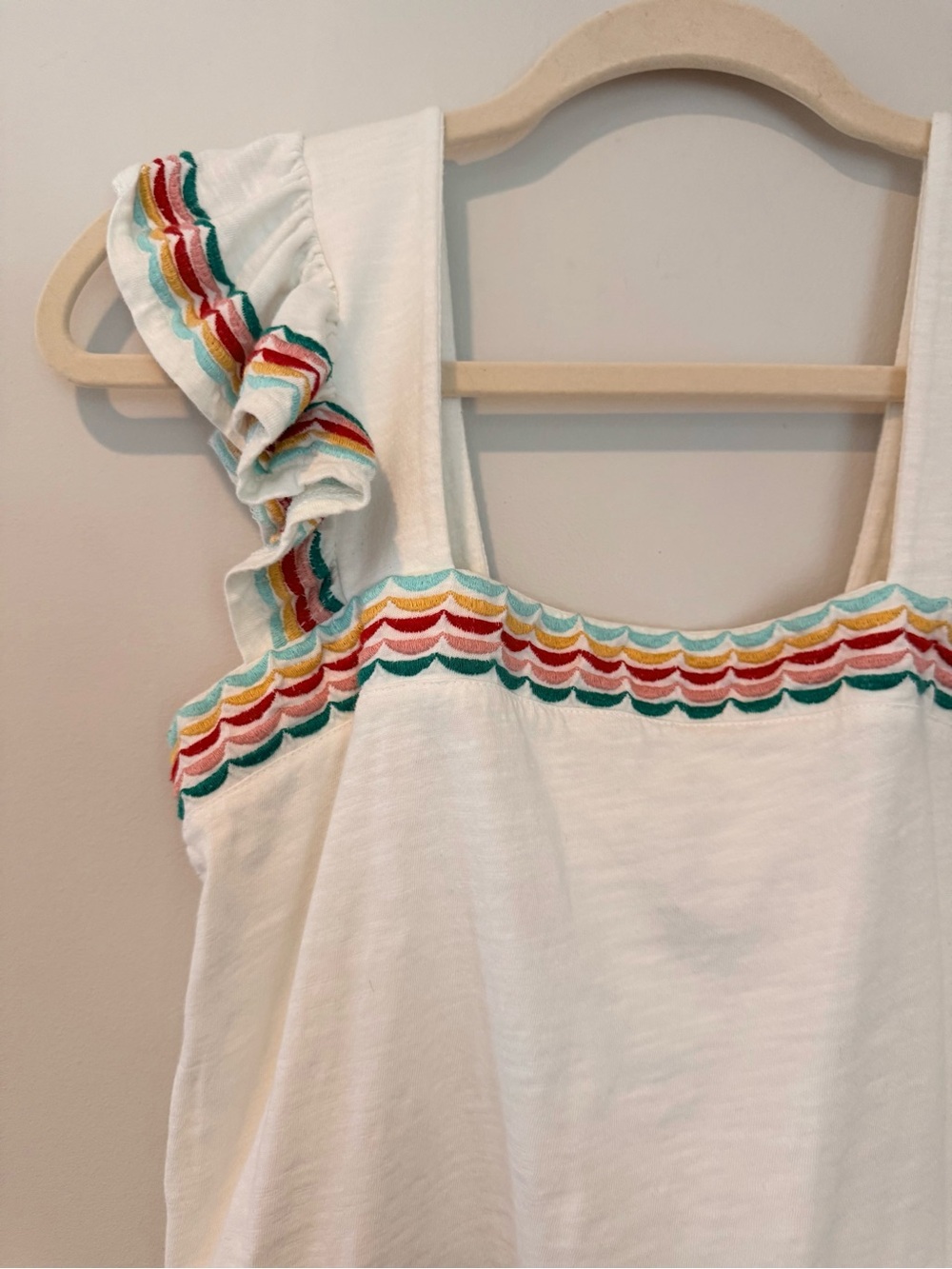 Boho Embroidered Ruffle Sleeve Top white Girlhoodcore petite small - Picture 3 of 6